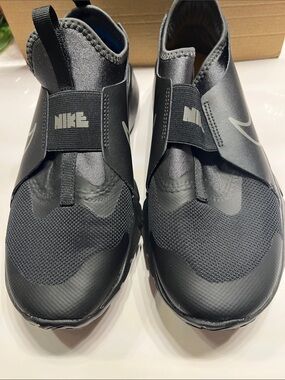 NWOT Nike Black Slip-On Athletic Sneakers with Silver Swoosh